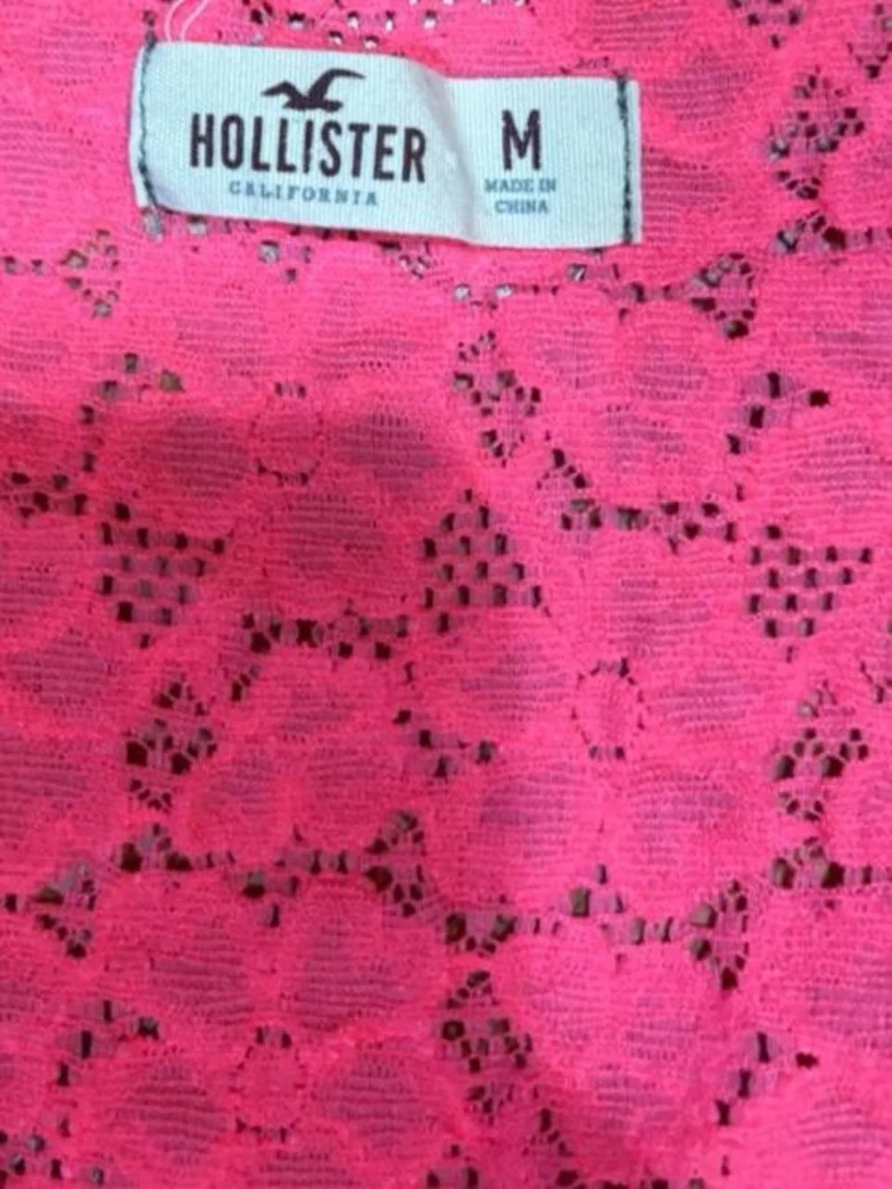 Hollister Neon Pink Lace Racerback Swim Coverup Tank